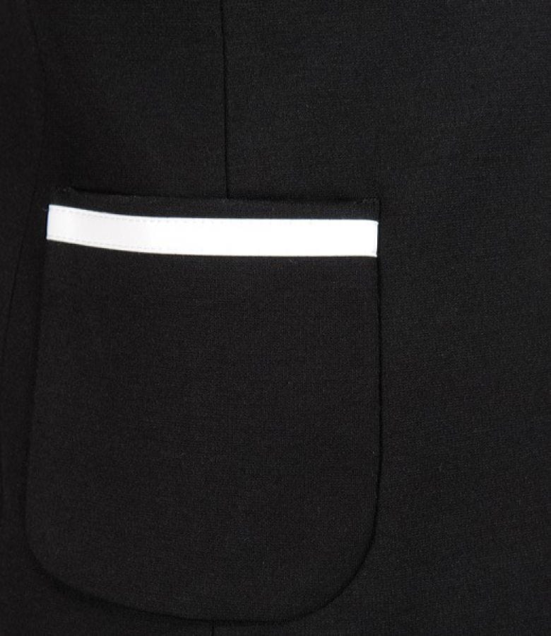 Sacou din jerse gros negru cu garnitura lac contrast