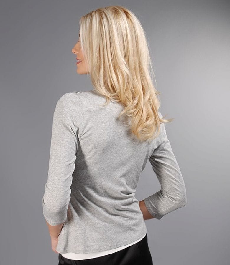 Bluza din jerse gri legata cu cordon
