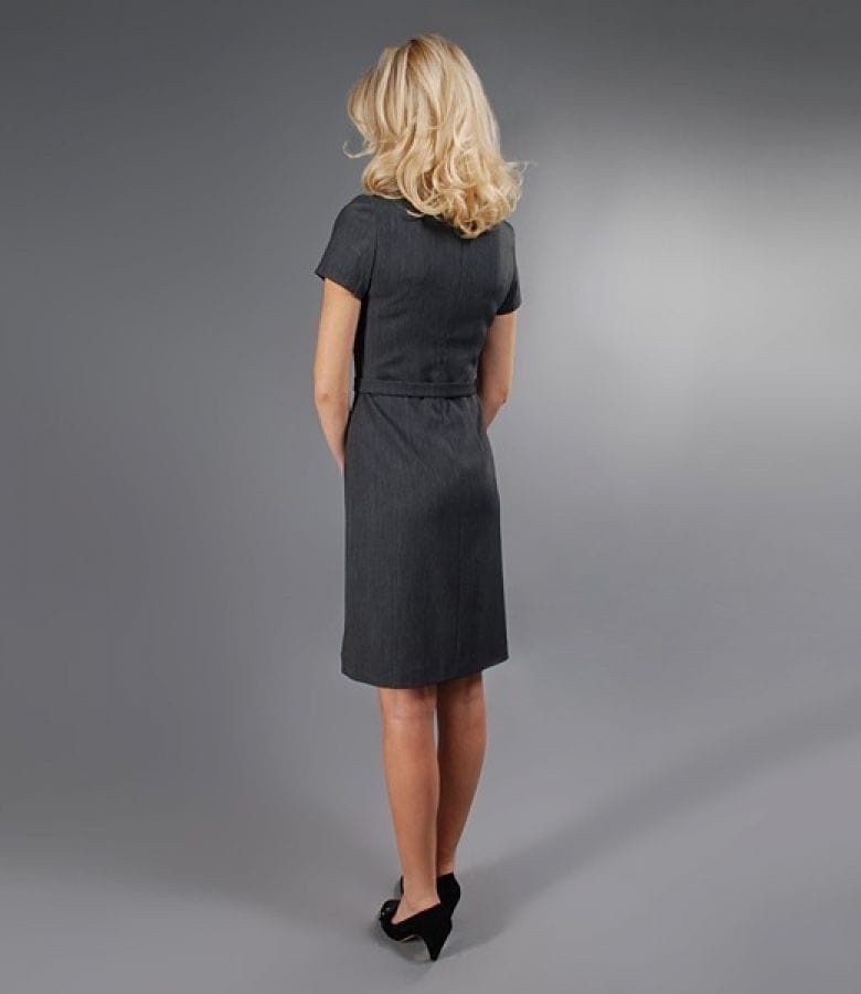 Rochie cu cordon din tesatura elastica gri