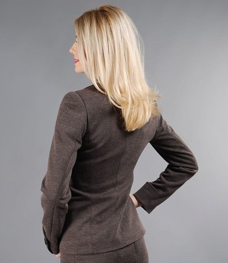 Sacou din jerse elastic gros maro cu buzunare