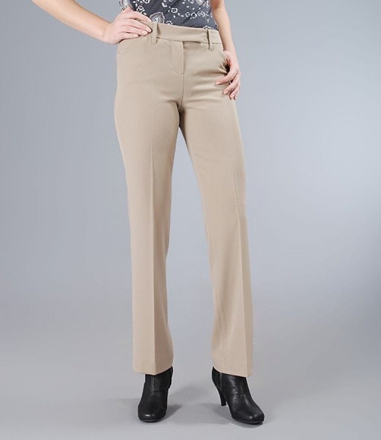Pantaloni office bej cu buzunare