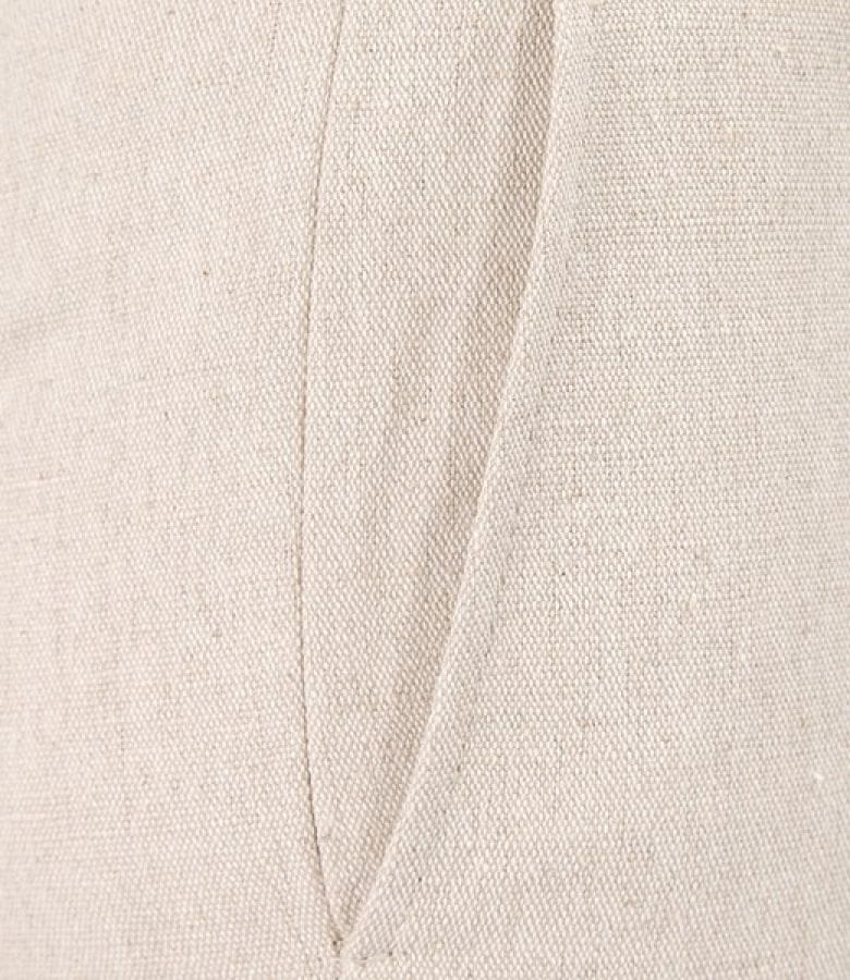 Pantaloni din in bej cu tighele contrast