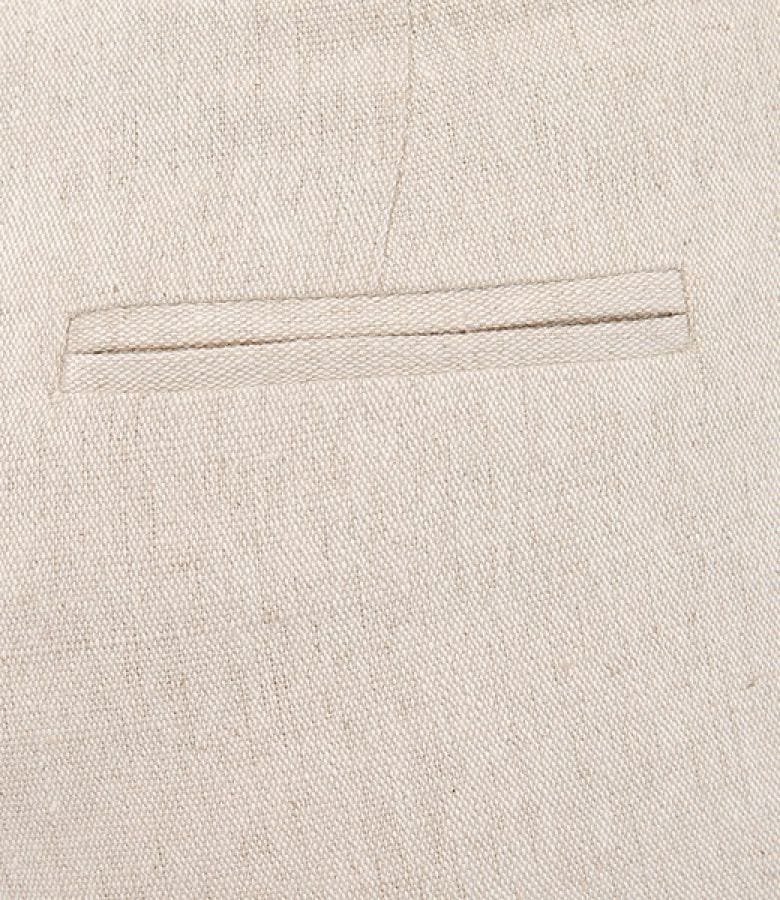 Pantaloni din in bej cu tighele contrast