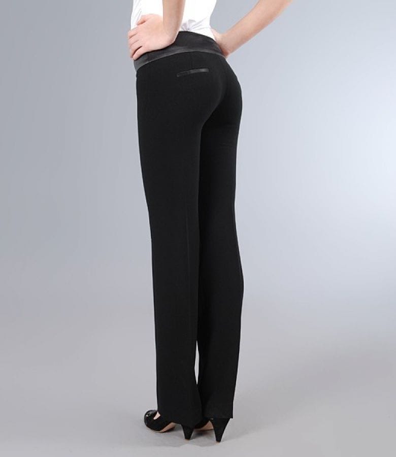 Pantaloni eleganti cu garnitura saten