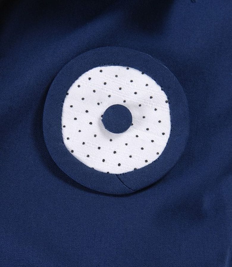 Camasa din bumbac elastic albastru cu floare si butoni
