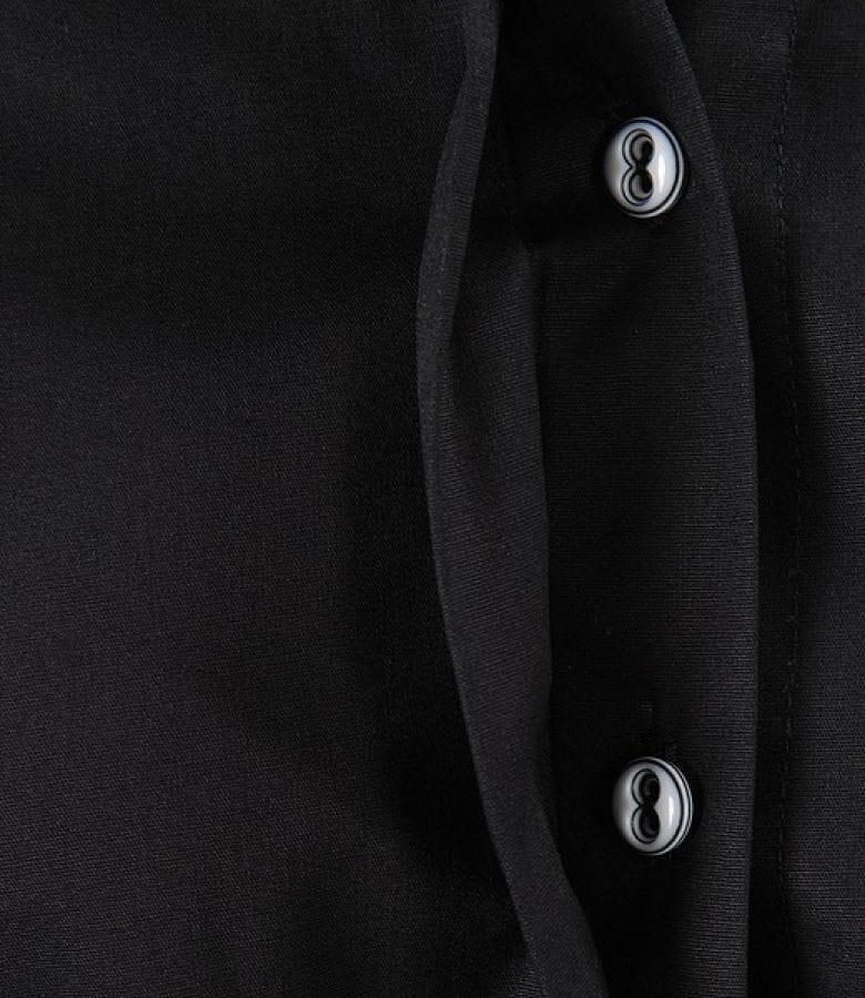 Camasa din bumbac elastic negru cu floare si butoni