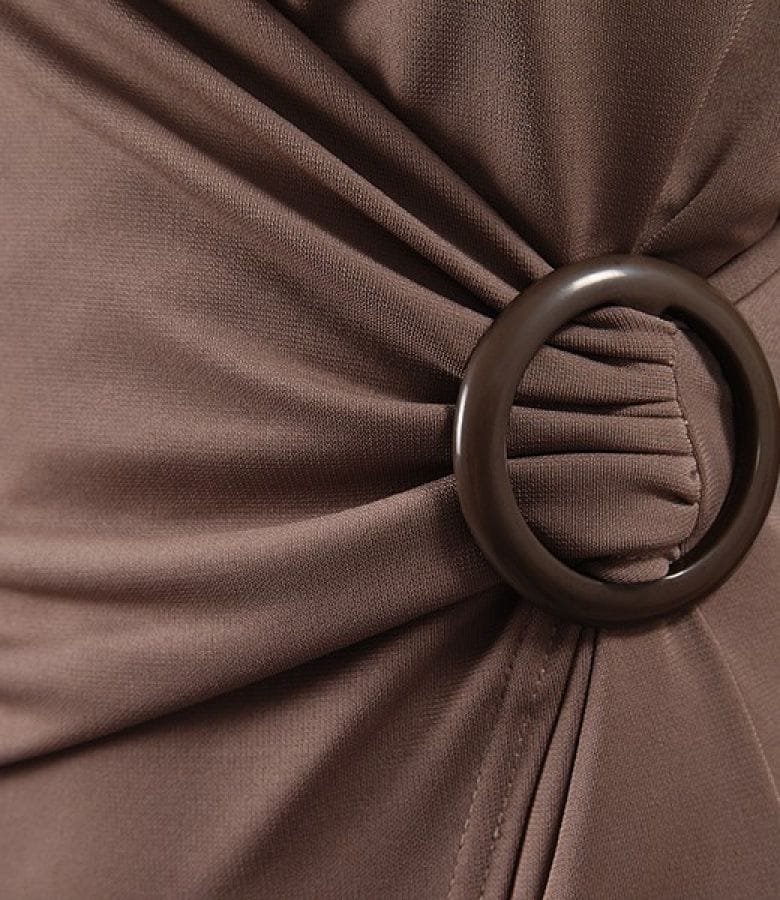 Rochie jerse bej cu catarama