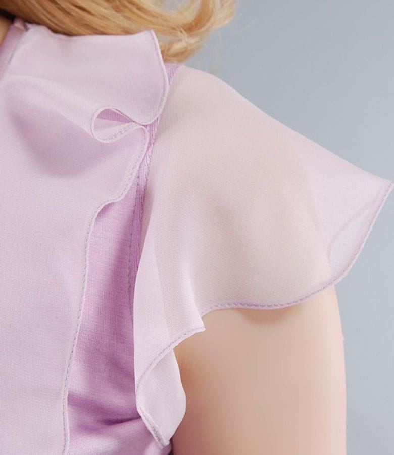 Tricou din jerse elastic cu jabou si aripioare de voal