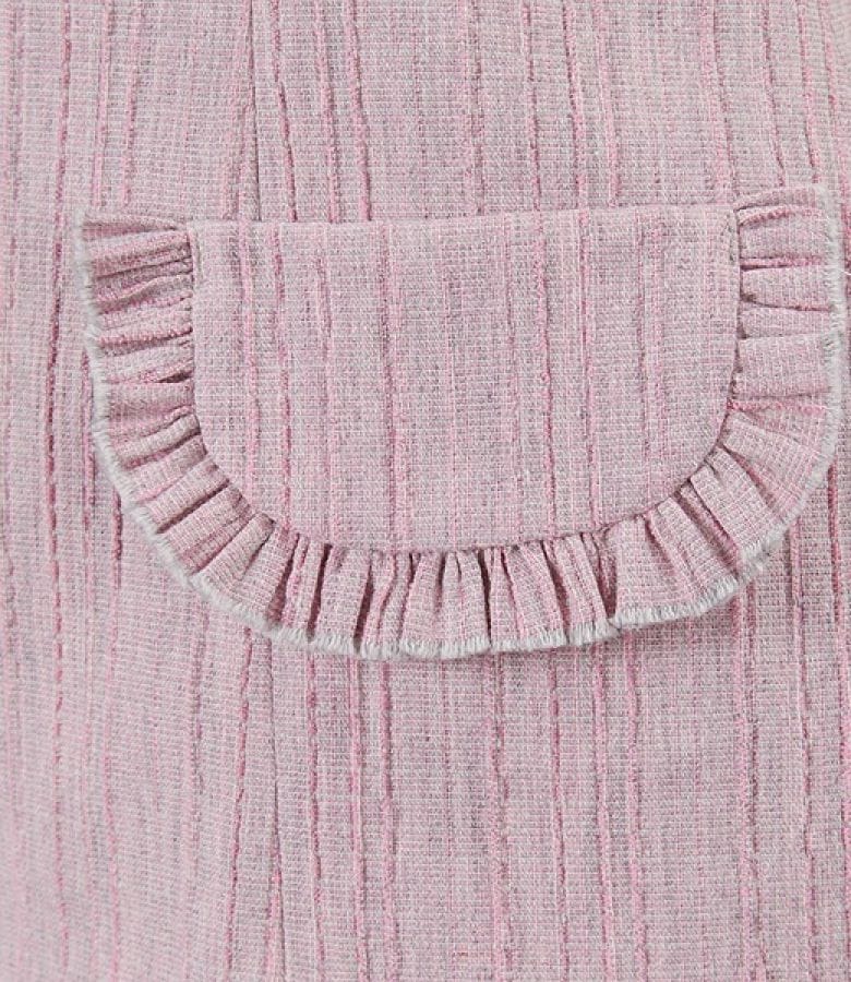 Sacou din bumbac elastic roz cu funda