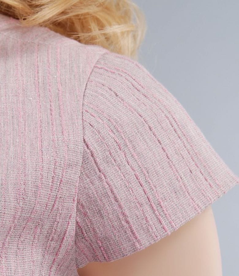 Sacou din bumbac elastic roz cu funda