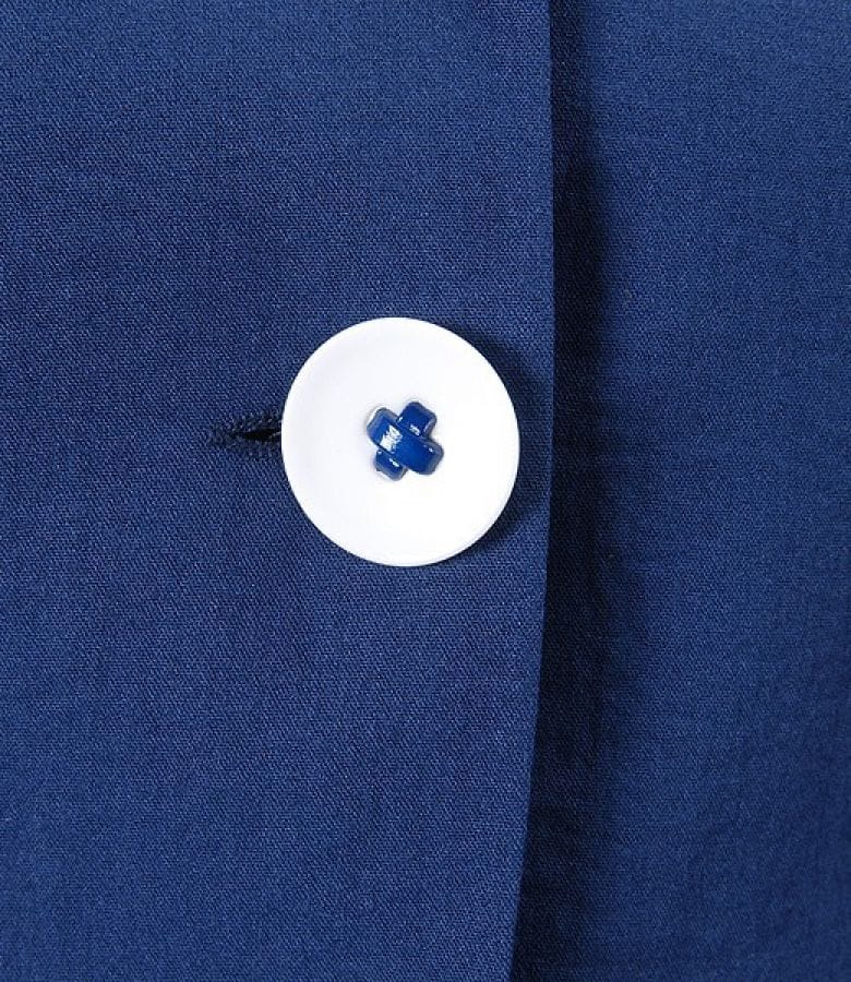 Sacou din viscoza creponata albastra cu maneci scurte