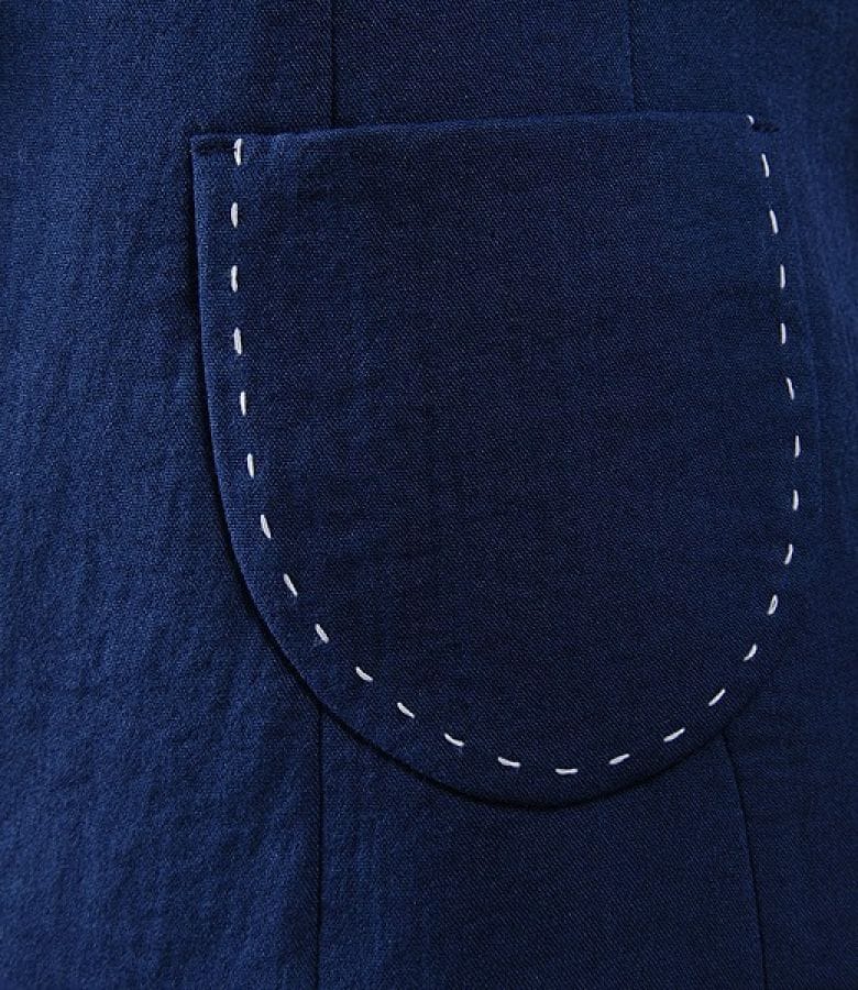 Sacou din viscoza creponata albastra cu maneci scurte