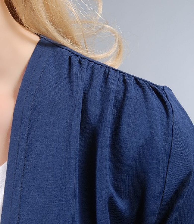 Bluza din jerse bleumarin legata cu cordon