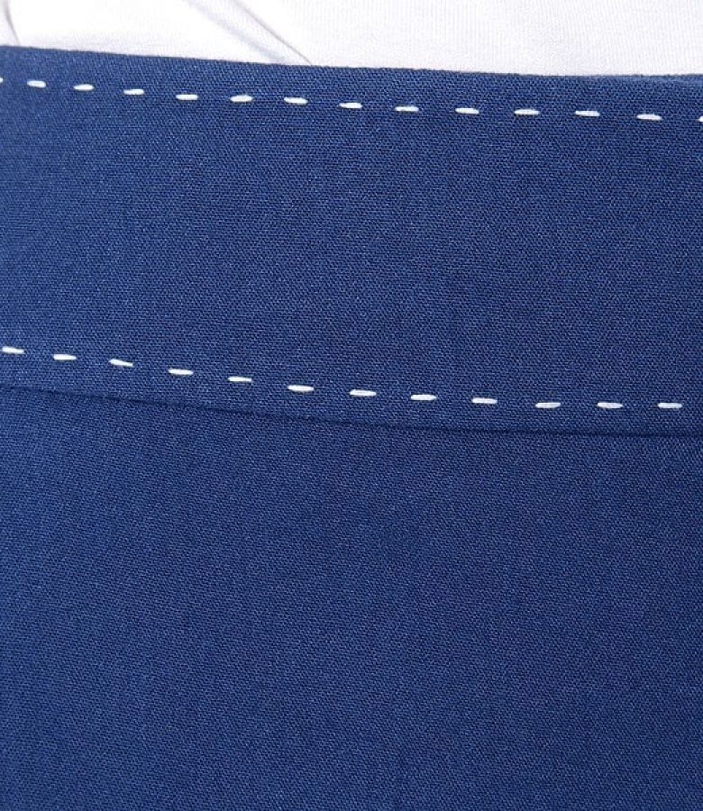 Pantaloni din viscoza creponata albastra cu buzunare