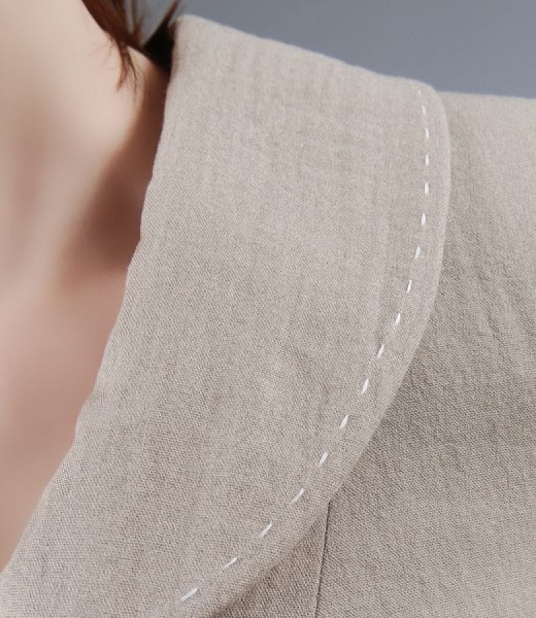 Sacou din viscoza creponata bej cu maneci scurte