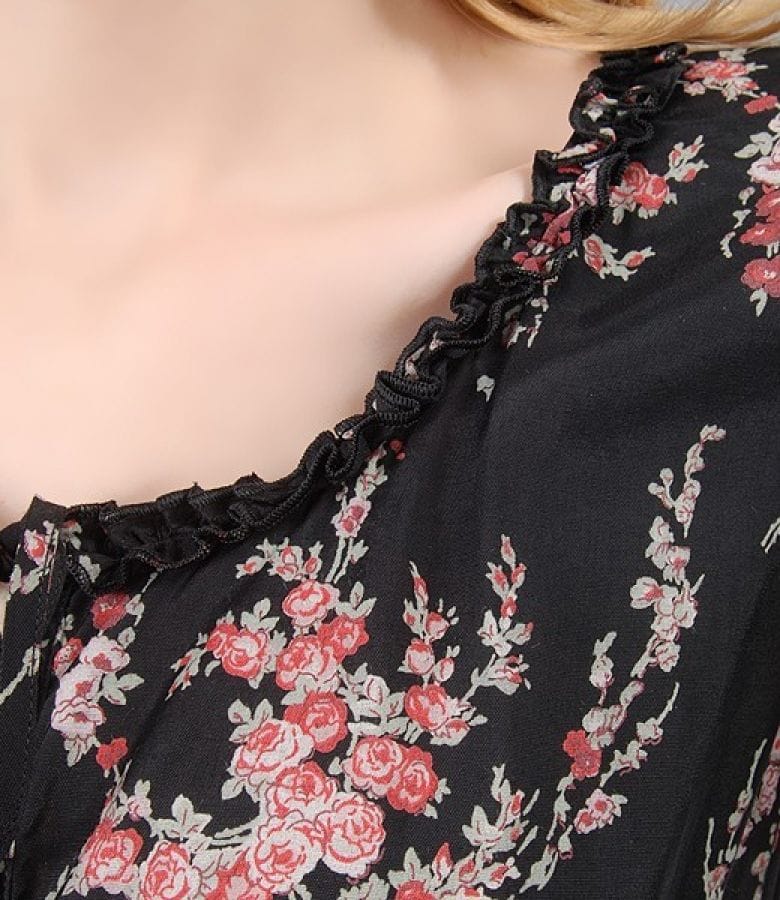 Rochie din viscoza imprimata cu volane