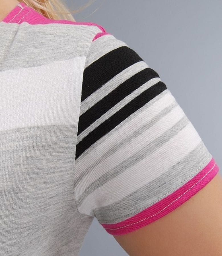 Rochie din jerse imprimat cu dungi