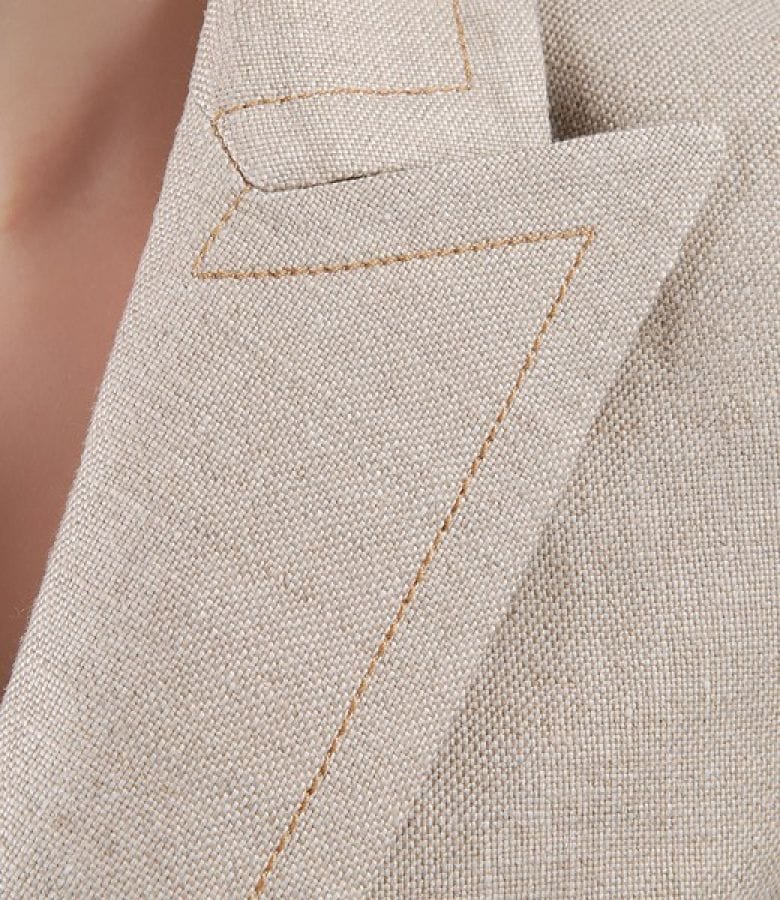 Sacou din in bej cu buzunare