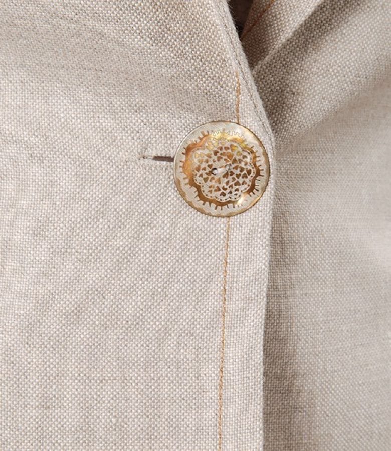 Sacou din in bej cu buzunare