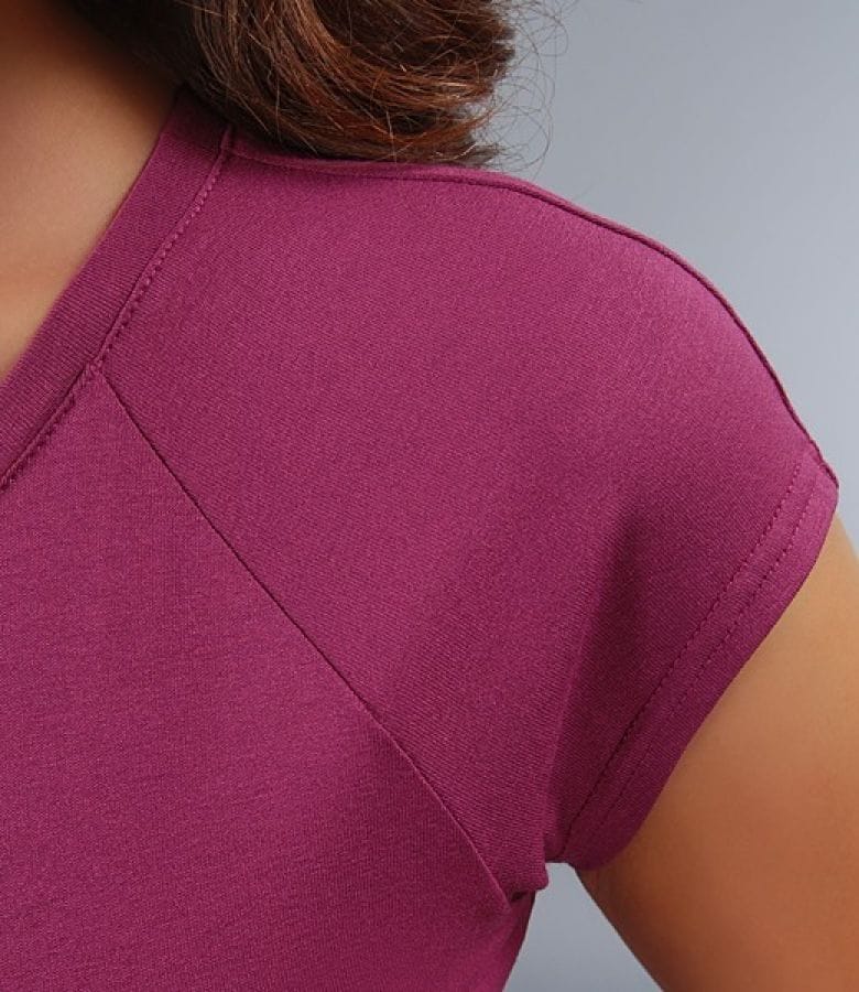 Tricou din jerse uni cu maneci raglan