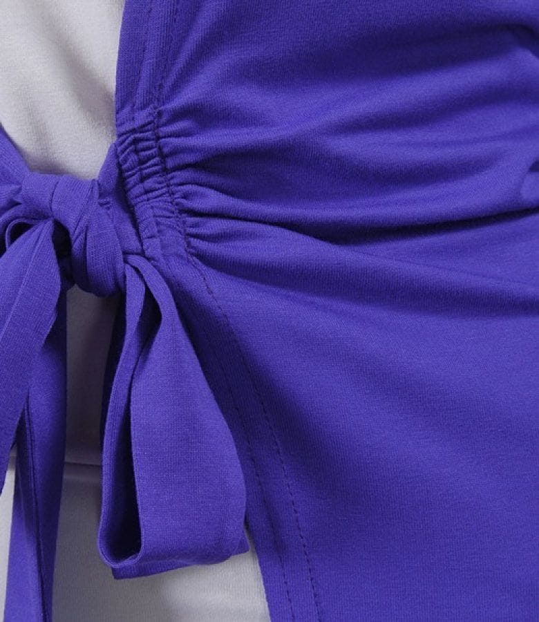 Bluza din jerse mov legata cu cordon