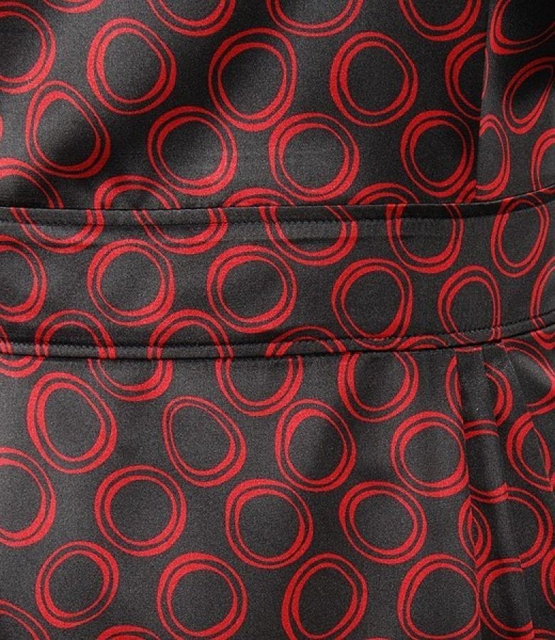 Rochie din saten elastic cu imprimeu grafic si falduri