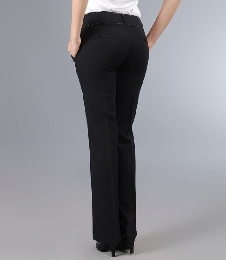 Pantaloni office negri cu buzunare