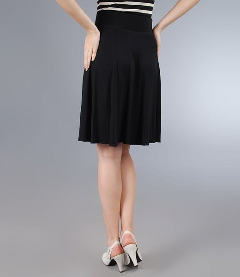 Fusta in clini din jerse elastic negru