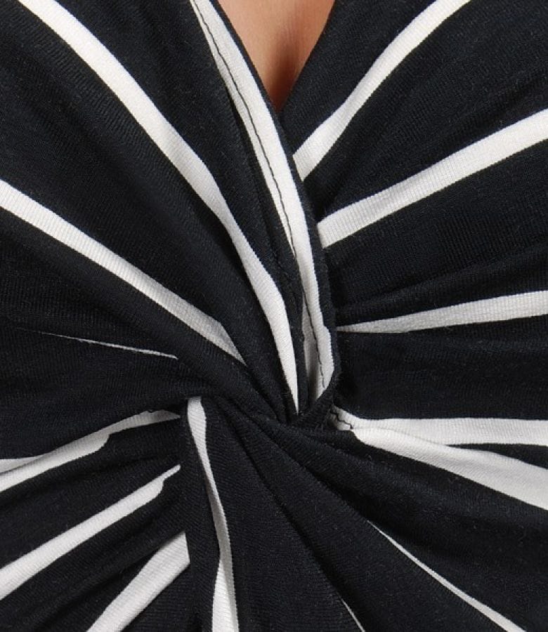 Rochie lunga din jerse imprimat cu nod pe bust