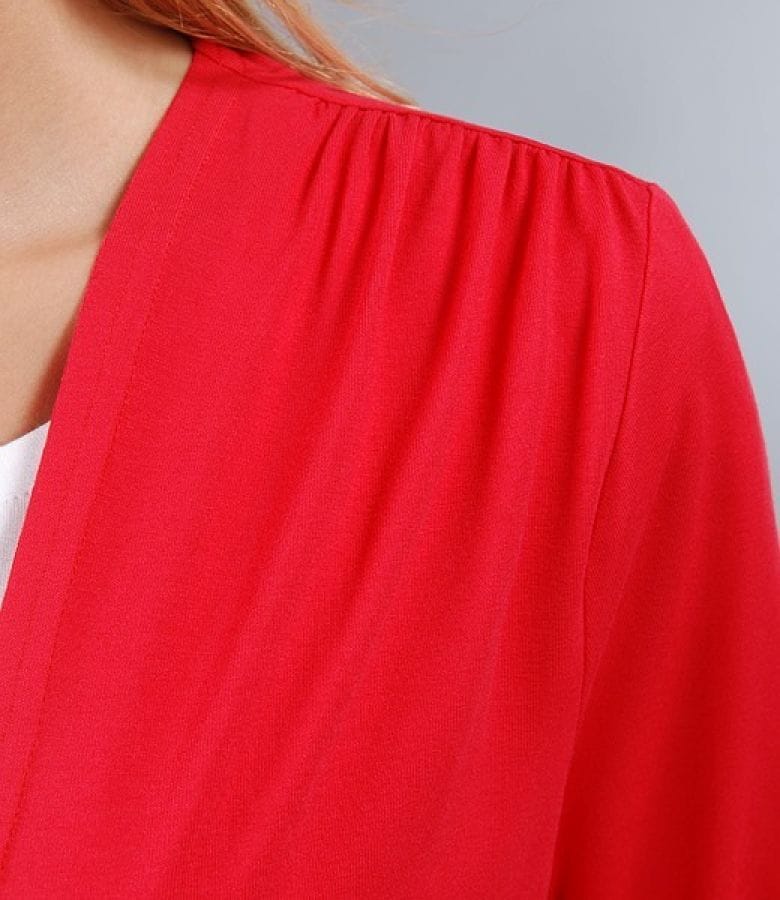 Bluza din jerse rosu legata cu cordon