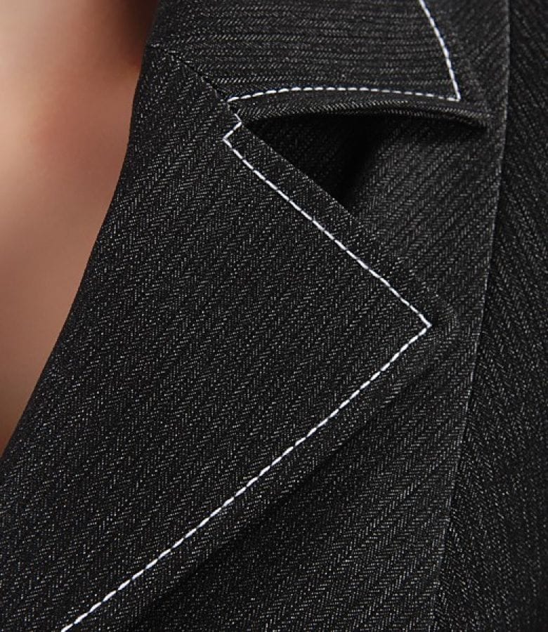 Sacou gri cu tighele contrast