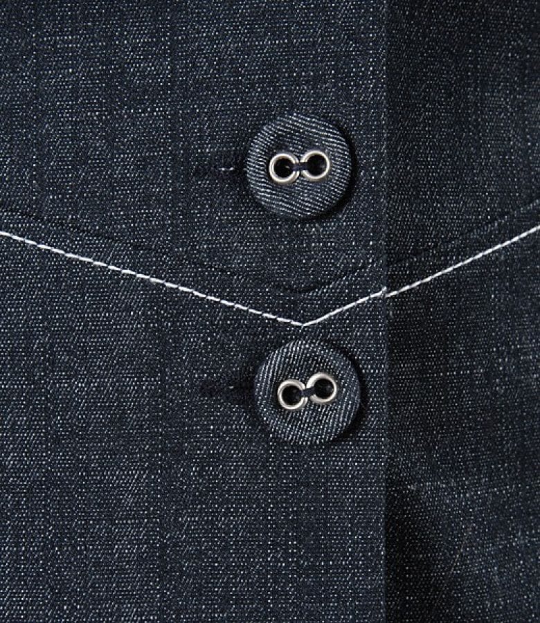 Sacou din bumbac elastic bleumarin cu tighele contrast
