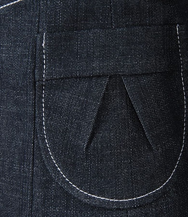 Sacou din bumbac elastic bleumarin cu tighele contrast