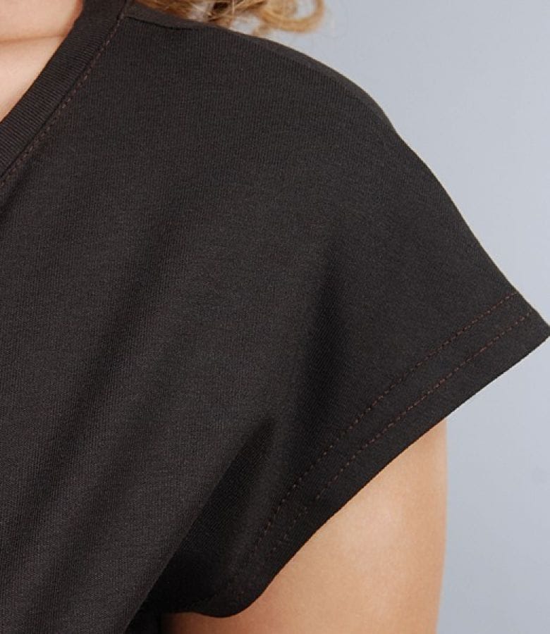 Tricou din jerse uni cu umeri cazuti