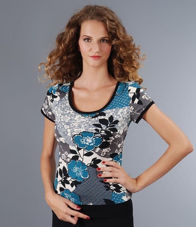 Tricou jerse imprimat cu garnitura