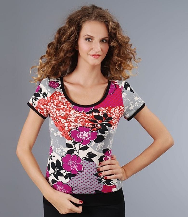Tricou jerse imprimat cu garnitura