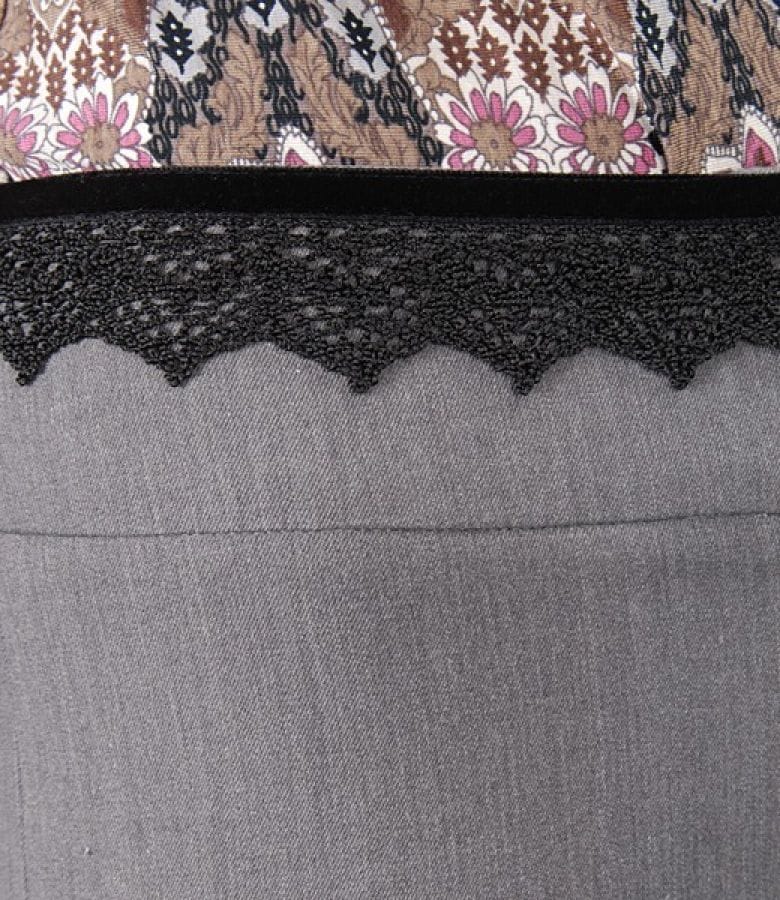 Pantaloni cu garnitura catifea si dantela