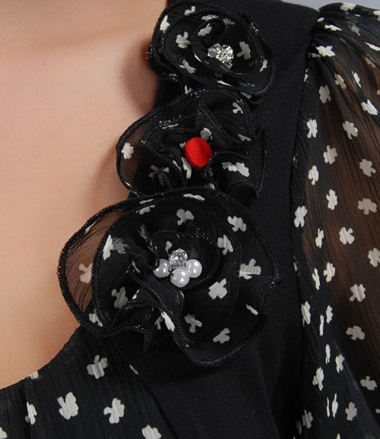 Rochie din voal imprimat cu funda