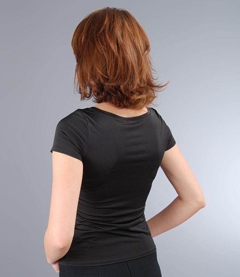 Tricou din jerse satinat cu maneci scurte