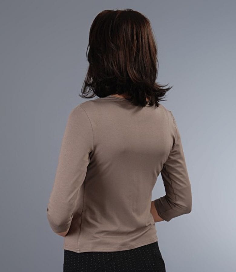 Bluza din jerse maro legata cu cordon