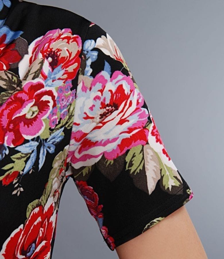 Tricou din jerse elastic imprimat cu falduri