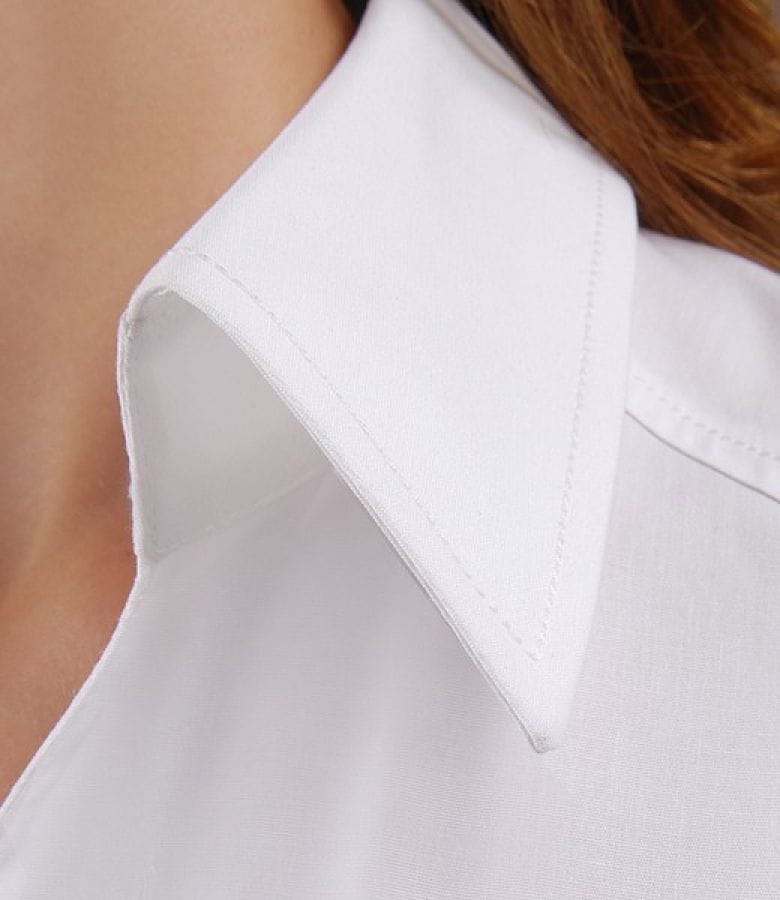 Camasa alba din bumbac elastic cu tighele