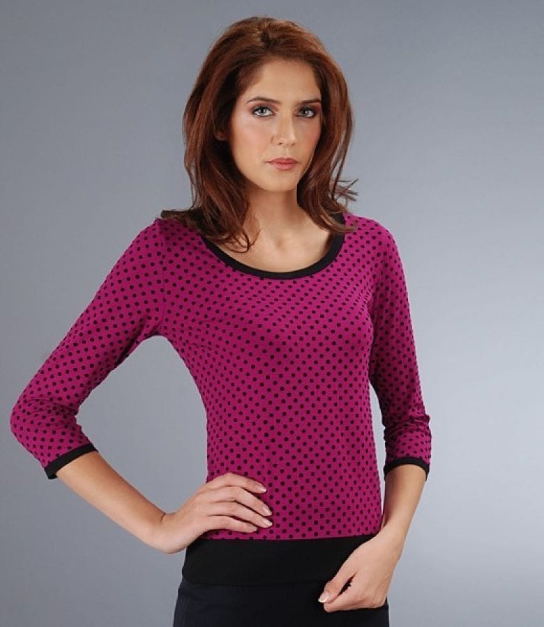 Tricou din jerse elastic uni cu picouri de catifea