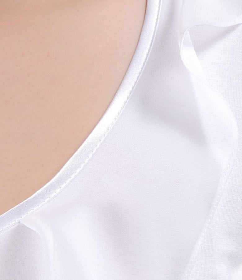 Tricou din jerse elastic cu jabou de voal