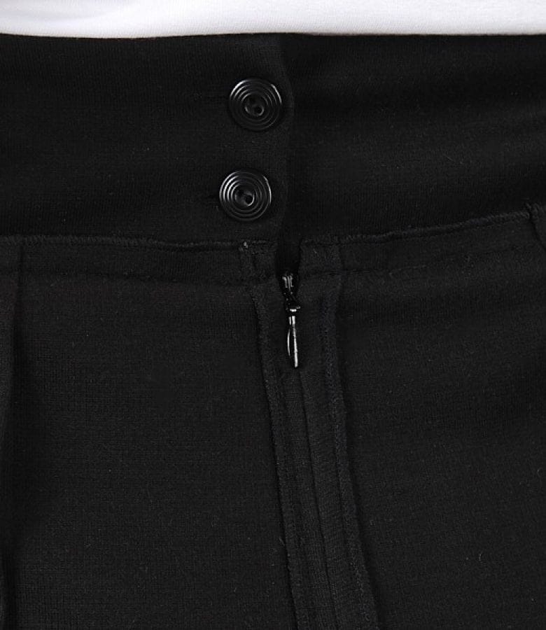 Fusta din jerse elastic negru in clini