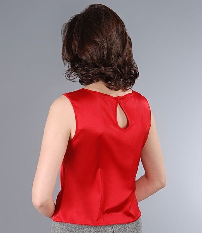 Bluza din saten elastic rosu
