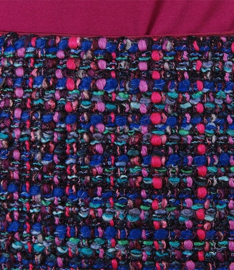 Fusta din bucle multicolor cu fir mov