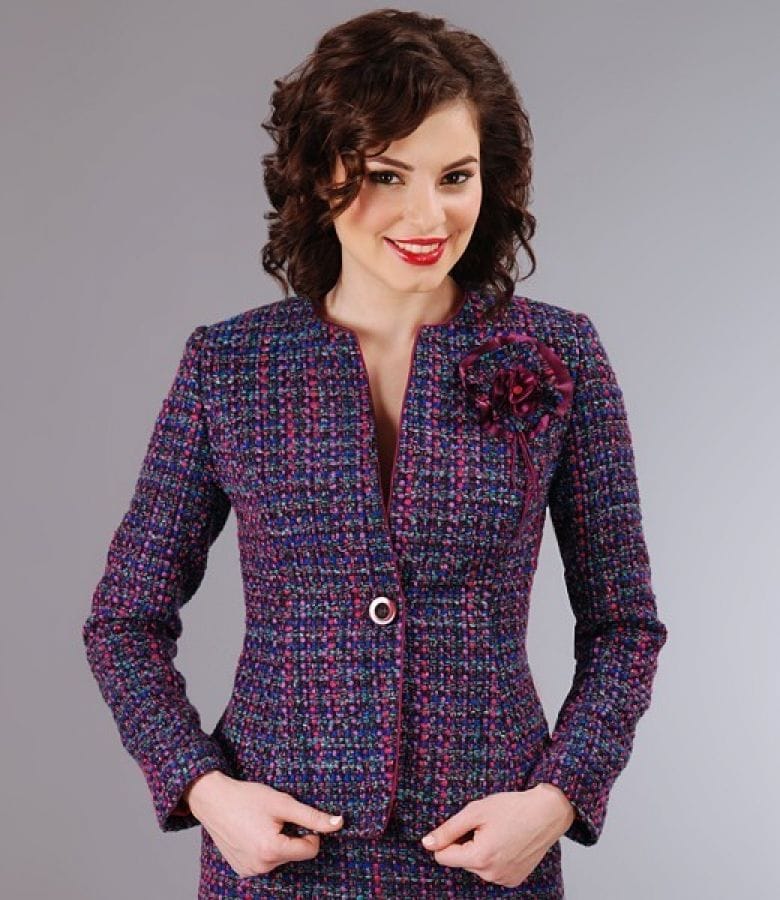 Sacou din bucle multicolor cu fir mov