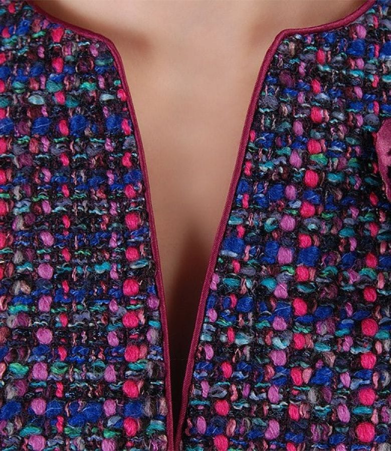 Sacou din bucle multicolor cu fir mov