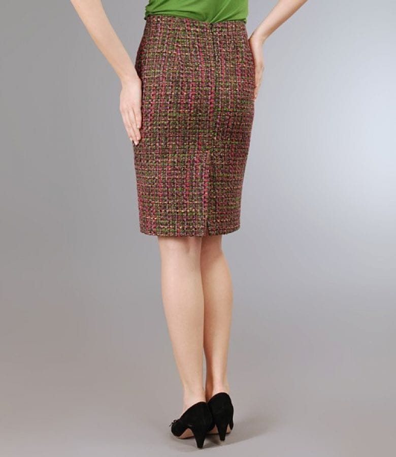 Fusta din bucle multicolor cu fir verde